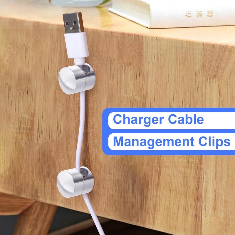 SmallCat 5 Sets Charger Holders for Cords, Silver Adjustable Cable Anchor Holders, Adhesive Metal Cord Clips, Cable Management Wire Organizers for Desk, Office, Nightstand - Image 5